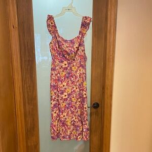 SHEIN Floral Midi Dress - Pink and Yellow